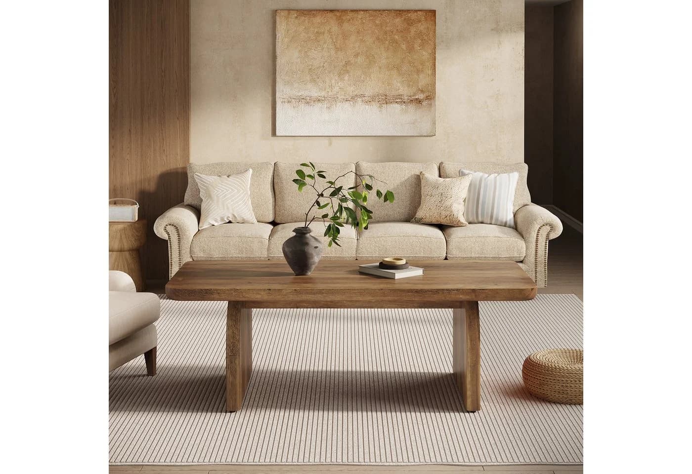 Tribesigns Couchtisch 120 cm Holz, rechteckig, Bauernhaus-Akzent-Mitteltisch - Bild 5