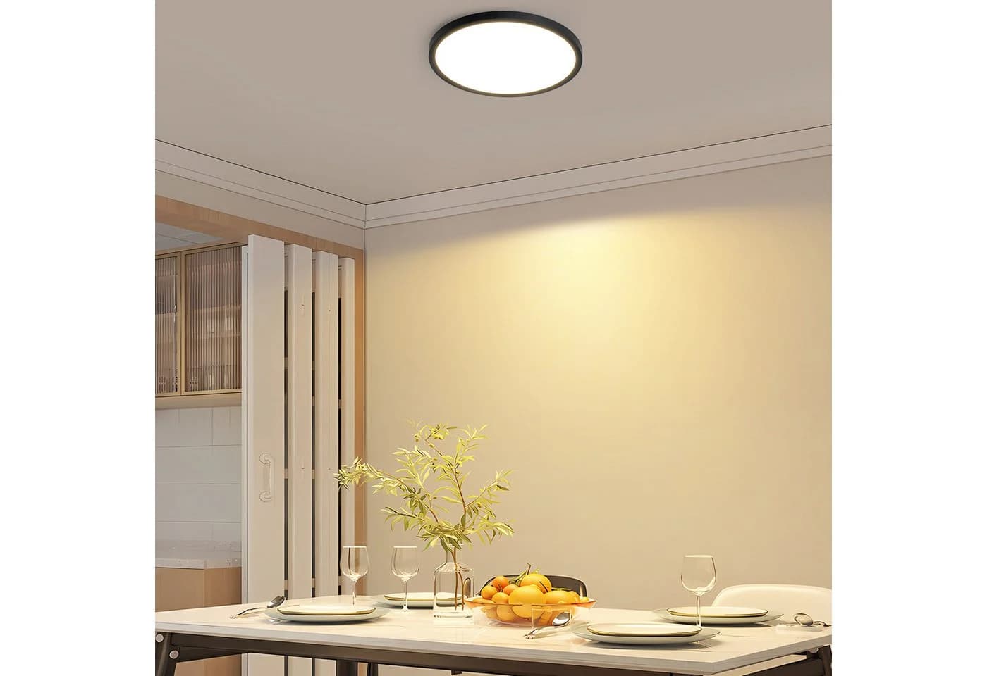 ZMH LED Deckenleuchte 18 cm Schwarz/Weiß 15W Warmweiß
