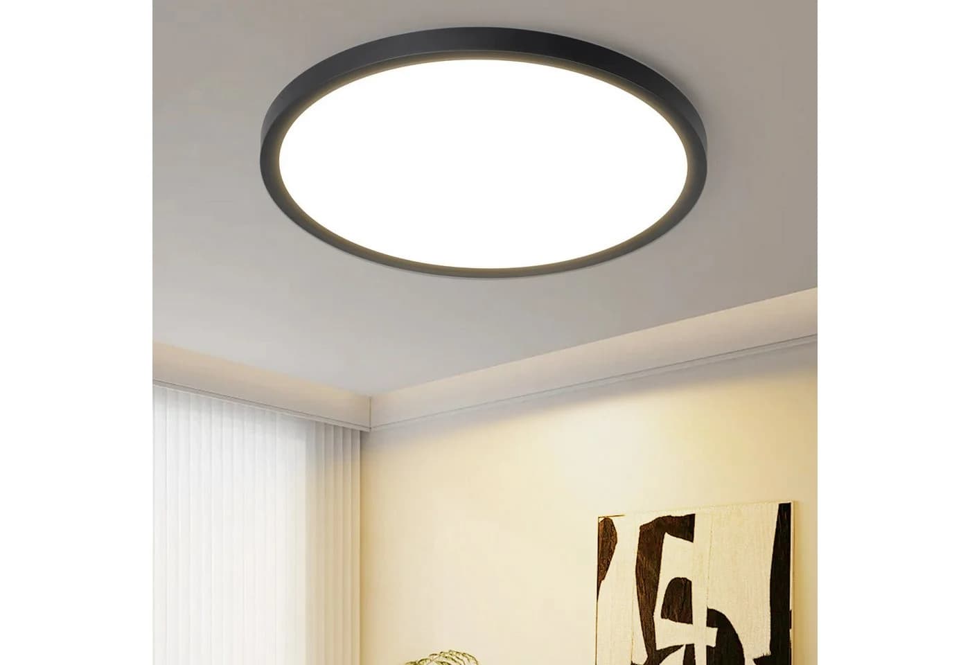 ZMH LED Deckenleuchte 18 cm Schwarz/Weiß 15W Warmweiß - Bild 2
