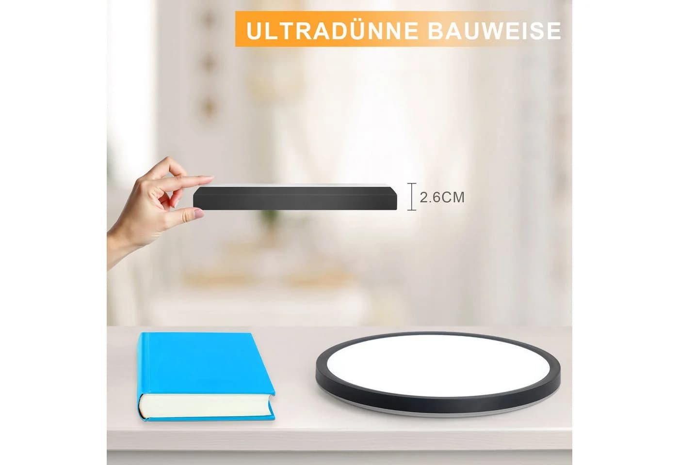 ZMH LED Deckenleuchte 18 cm Schwarz/Weiß 15W Warmweiß - Bild 5