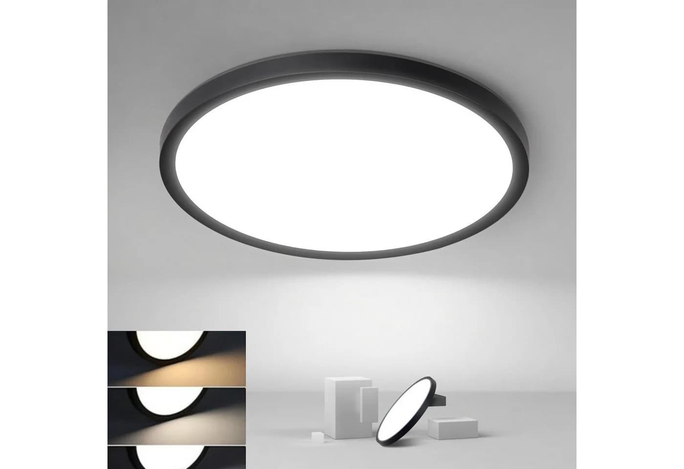 ZMH LED Deckenleuchte Dimmbar Schwarz/Weiß 15W - Bild 2
