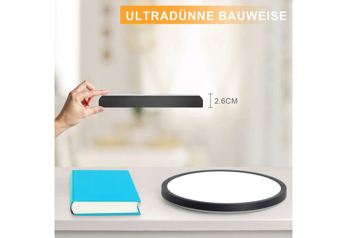 ZMH LED Deckenleuchte Dimmbar Schwarz/Weiß 15W - Bild 4