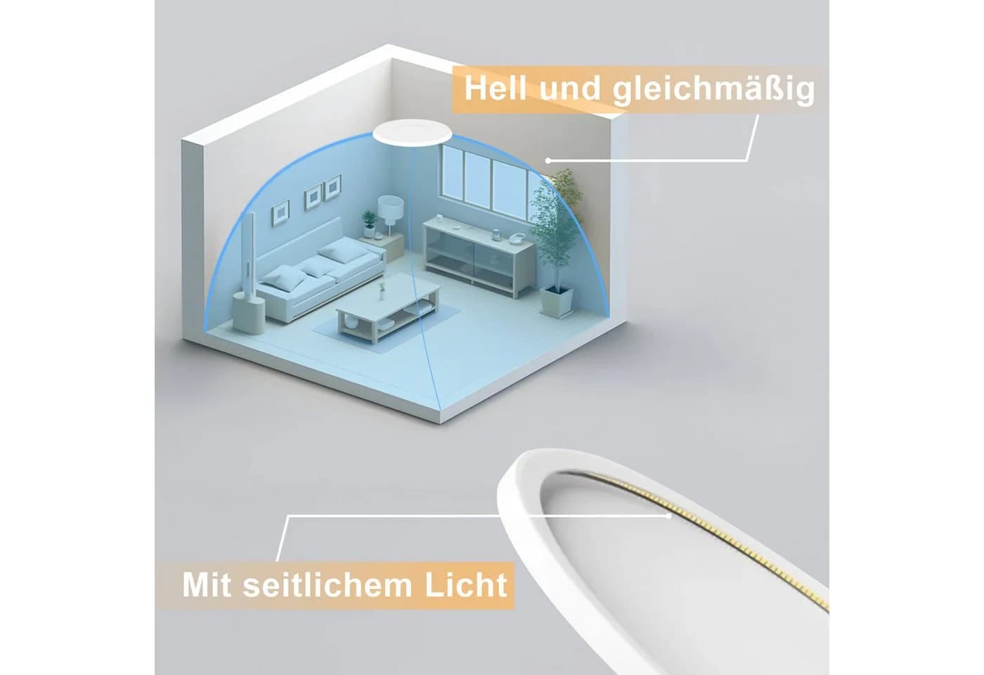 ZMH LED Deckenleuchte 18cm Dimmbar Schwarz/Weiß - Bild 5