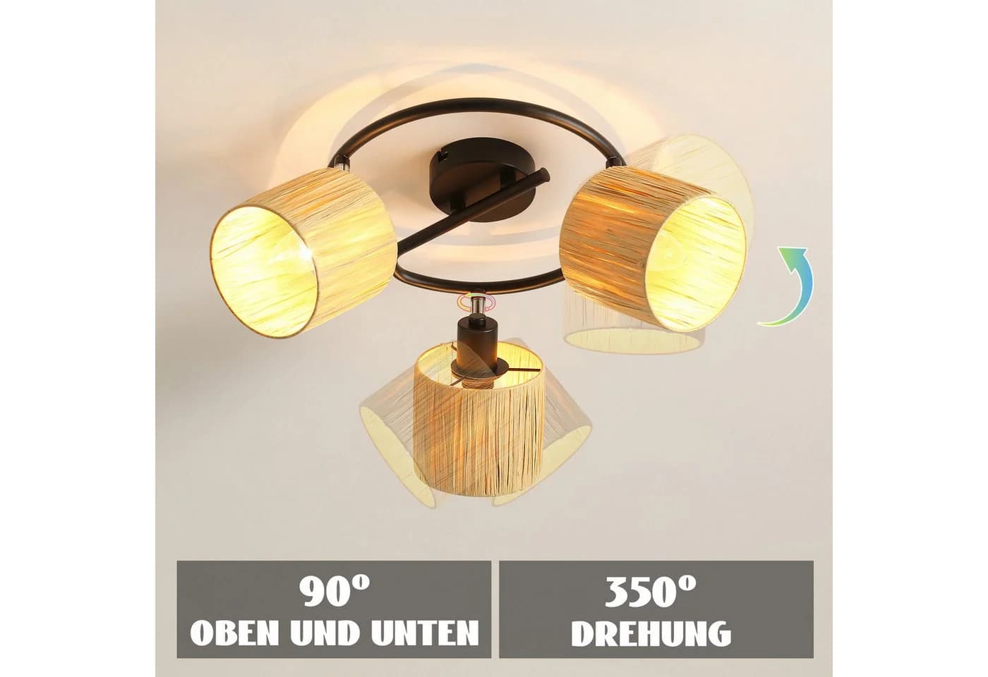 ZMH Deckenstrahler Schwarz E14 Retro Papier