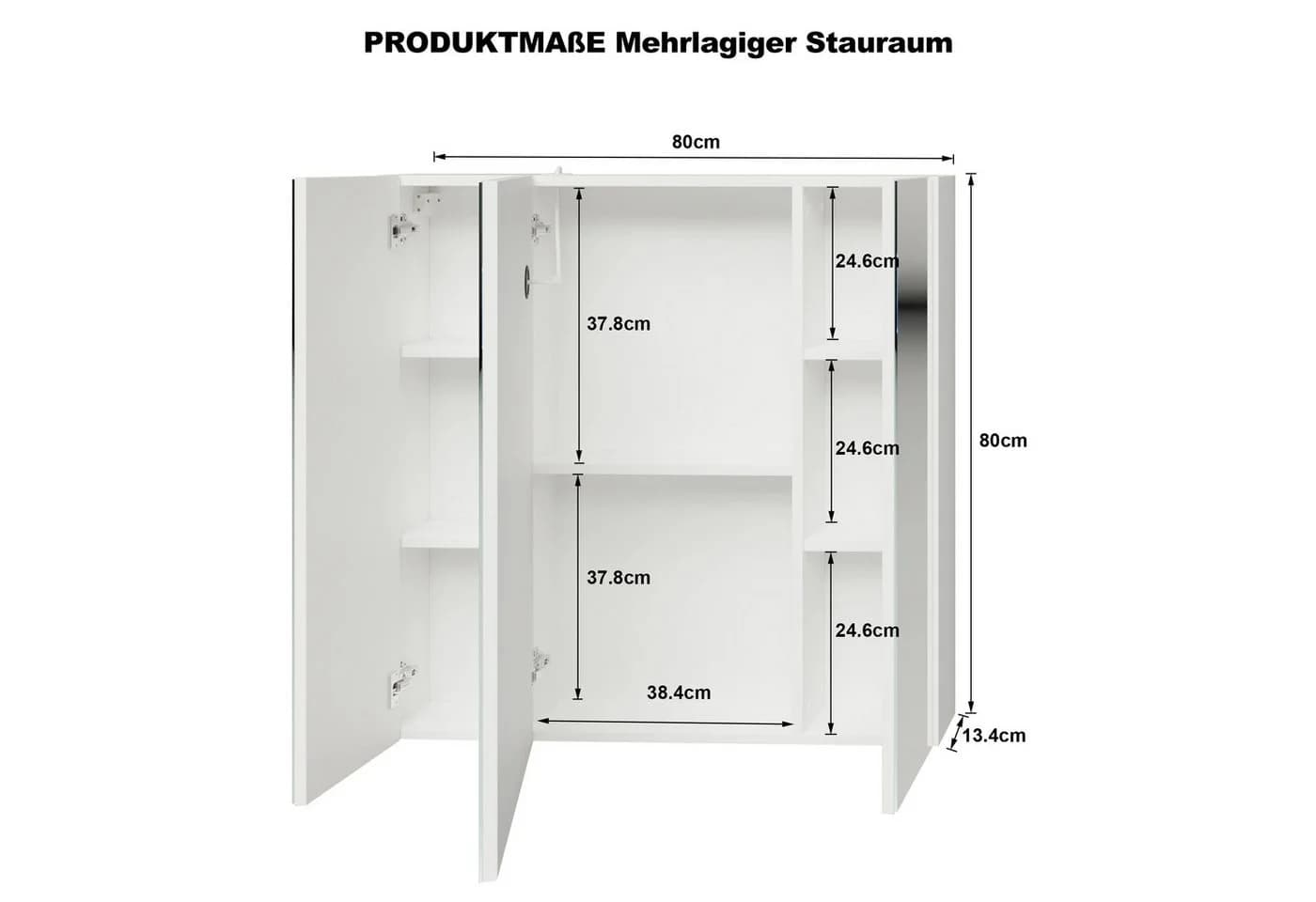 radelldar LED Badspiegelschrank Weiß mit Anti-Beschlag & Stauraum