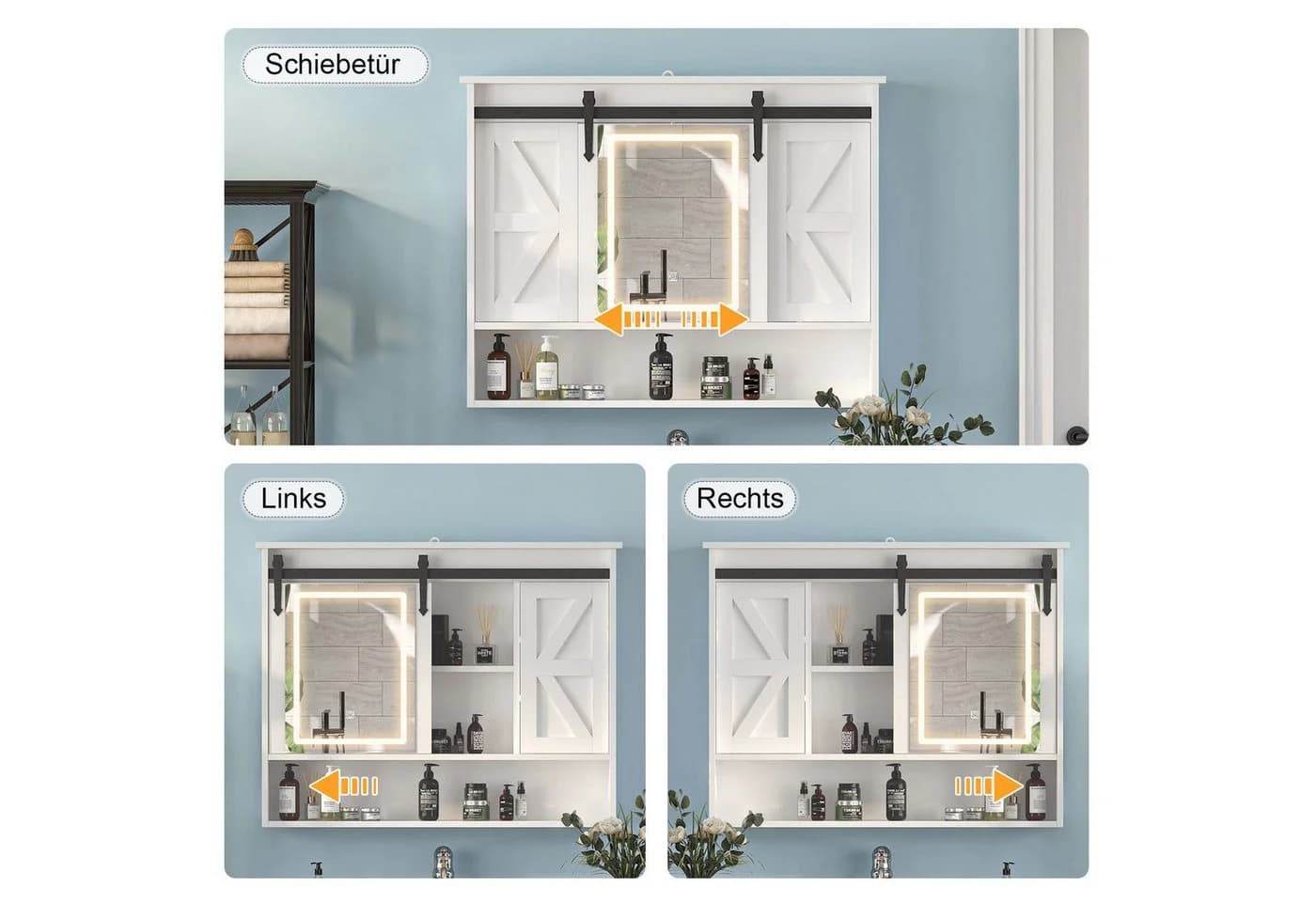 Radelldar Spiegelschrank mit Beleuchtung Medizinschrank mit Schiebetüren - Bild 4
