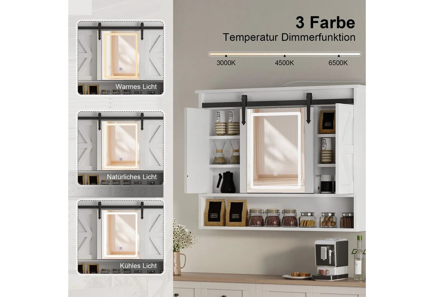 Radelldar Spiegelschrank mit Beleuchtung Medizinschrank mit Schiebetüren - Bild 5