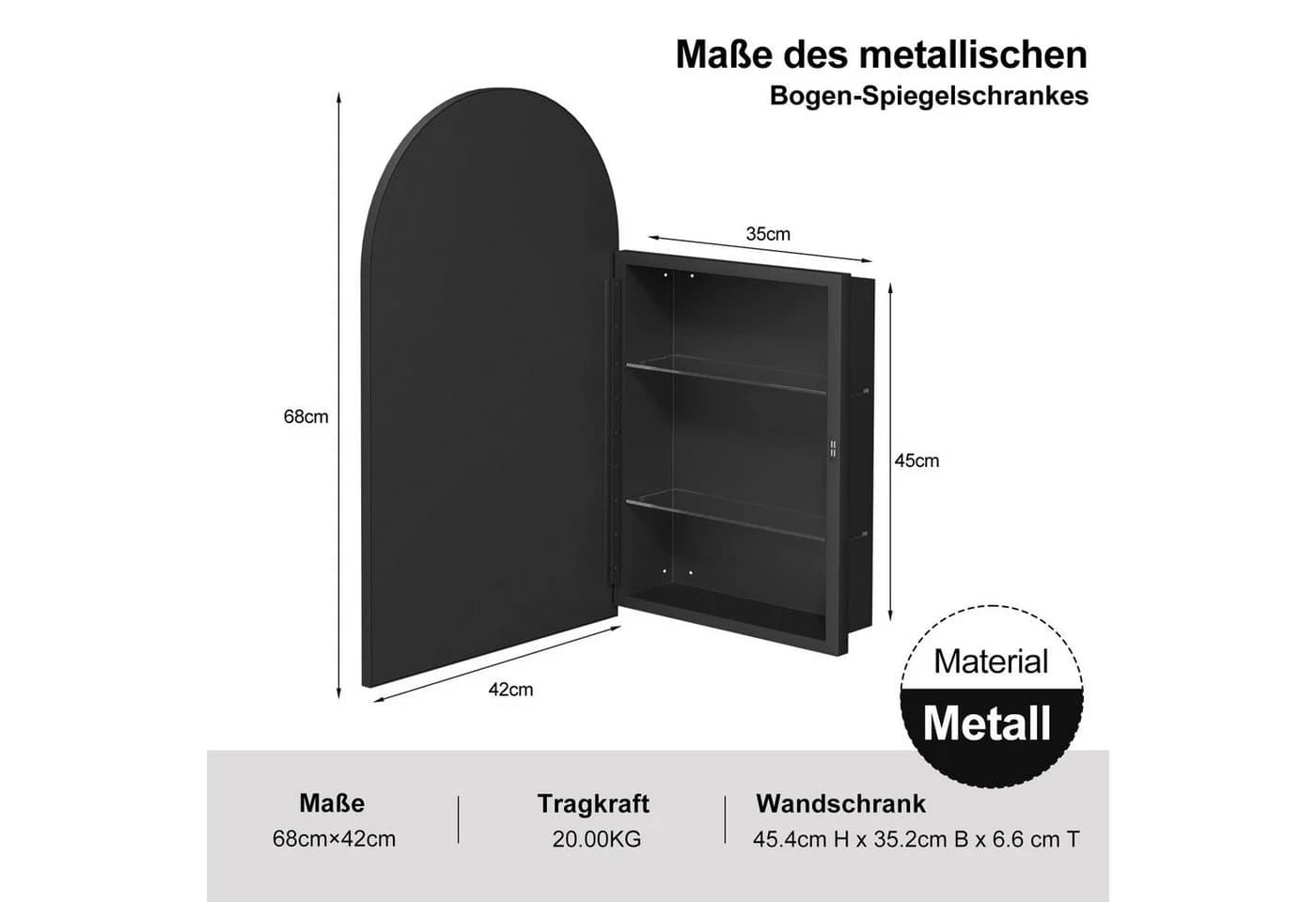 radelldar Badezimmerspiegelschrank Hängeschrank Metall - Bild 1