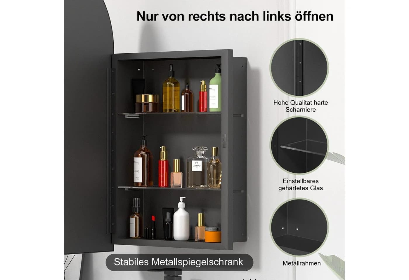 radelldar Badezimmerspiegelschrank Hängeschrank Metall - Bild 5