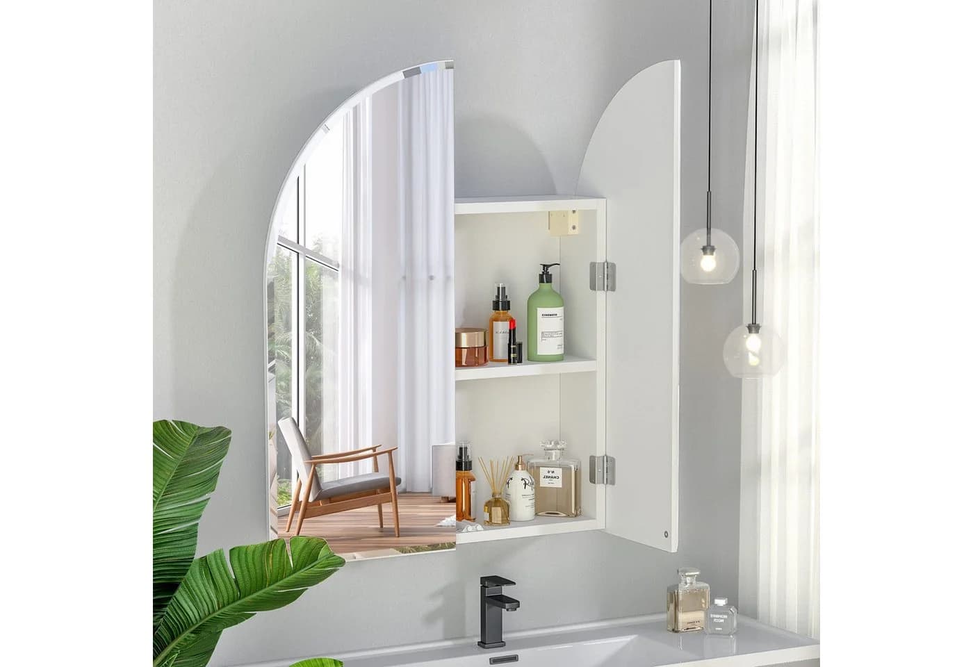 radelldar Badezimmerspiegelschrank Weiß mit 2 Türen und Soft-Close - Bild 4