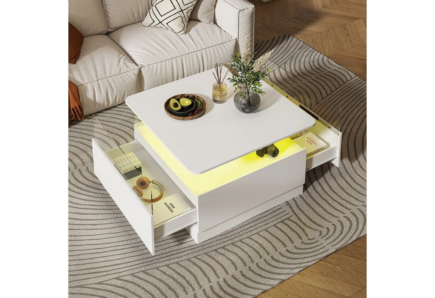 radelldar Couchtisch mit LED-Beleuchtung 78x78x48 cm - Bild 5