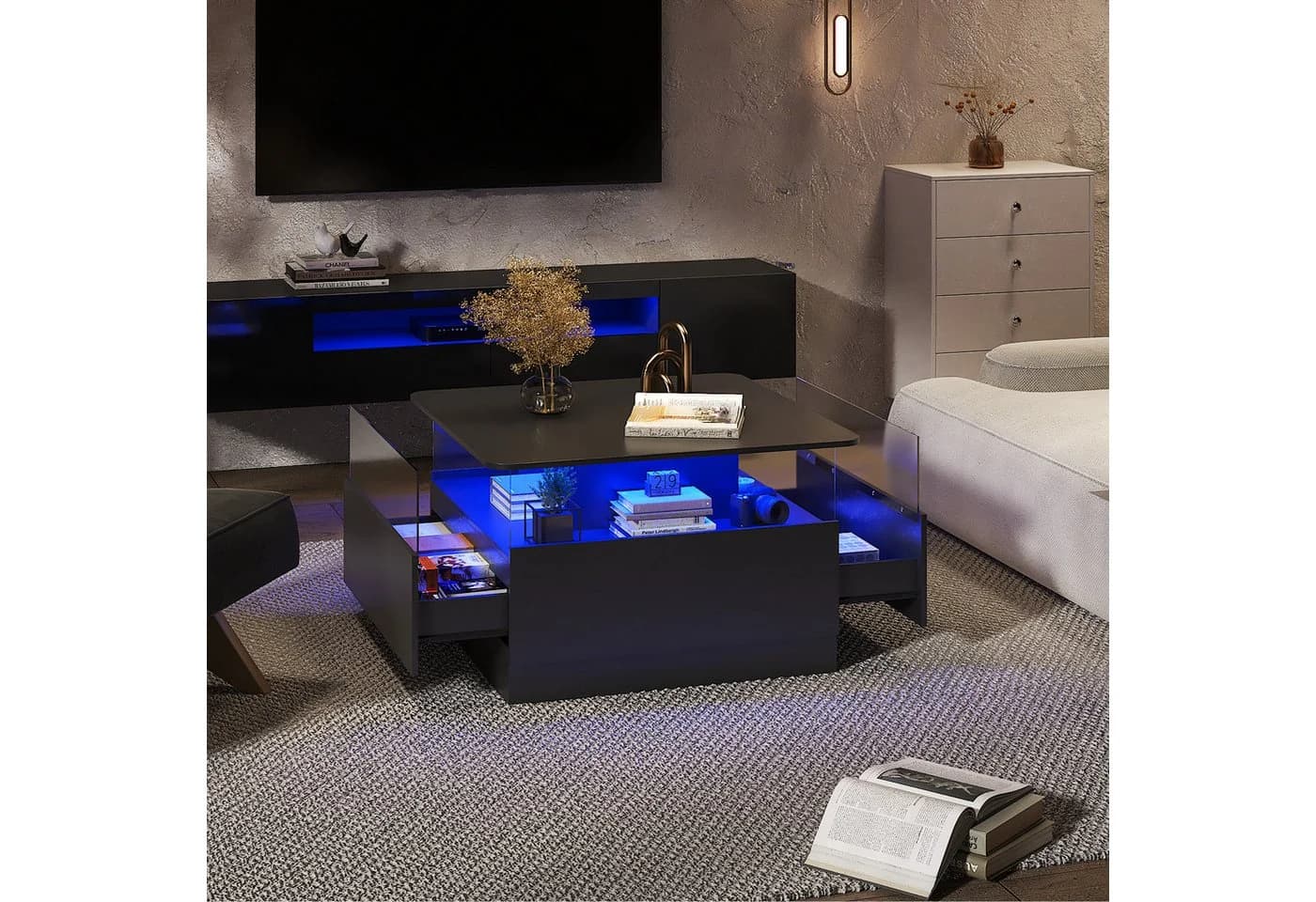 radelldar Couchtisch mit LED-Beleuchtung 78x78x48cm - Bild 5