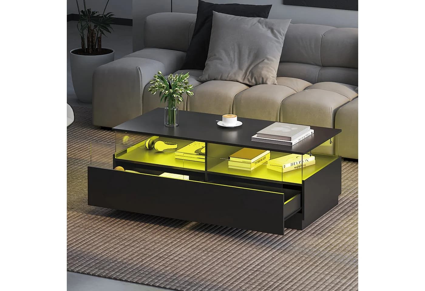 radelldar Couchtisch mit LED-Beleuchtung 108x50x40cm - Bild 2