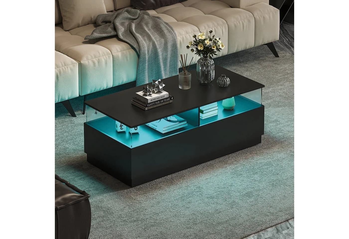 radelldar Couchtisch mit LED-Beleuchtung 108x50x40cm - Bild 3