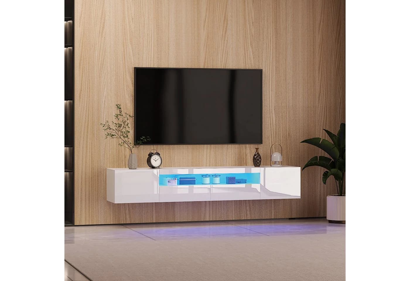 radelldar Lowboard 180cm Hochglanz mit LED-Beleuchtung und Stauraum - Bild 2