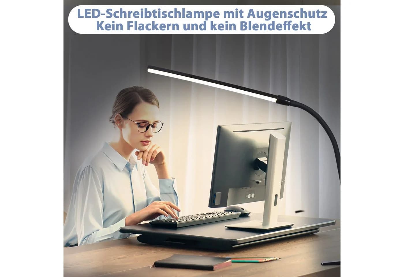 ZMH LED Tischleuchte Klemmbar Schwarz/Weiß Tageslichtlampe USB 5W Büro