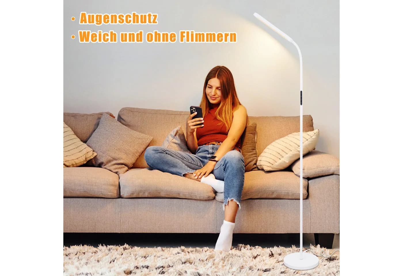 ZMH LED Stehlampe Dimmbar Schwarz/Weiß 11W 360° Flexibler Schwanenhals - Bild 4