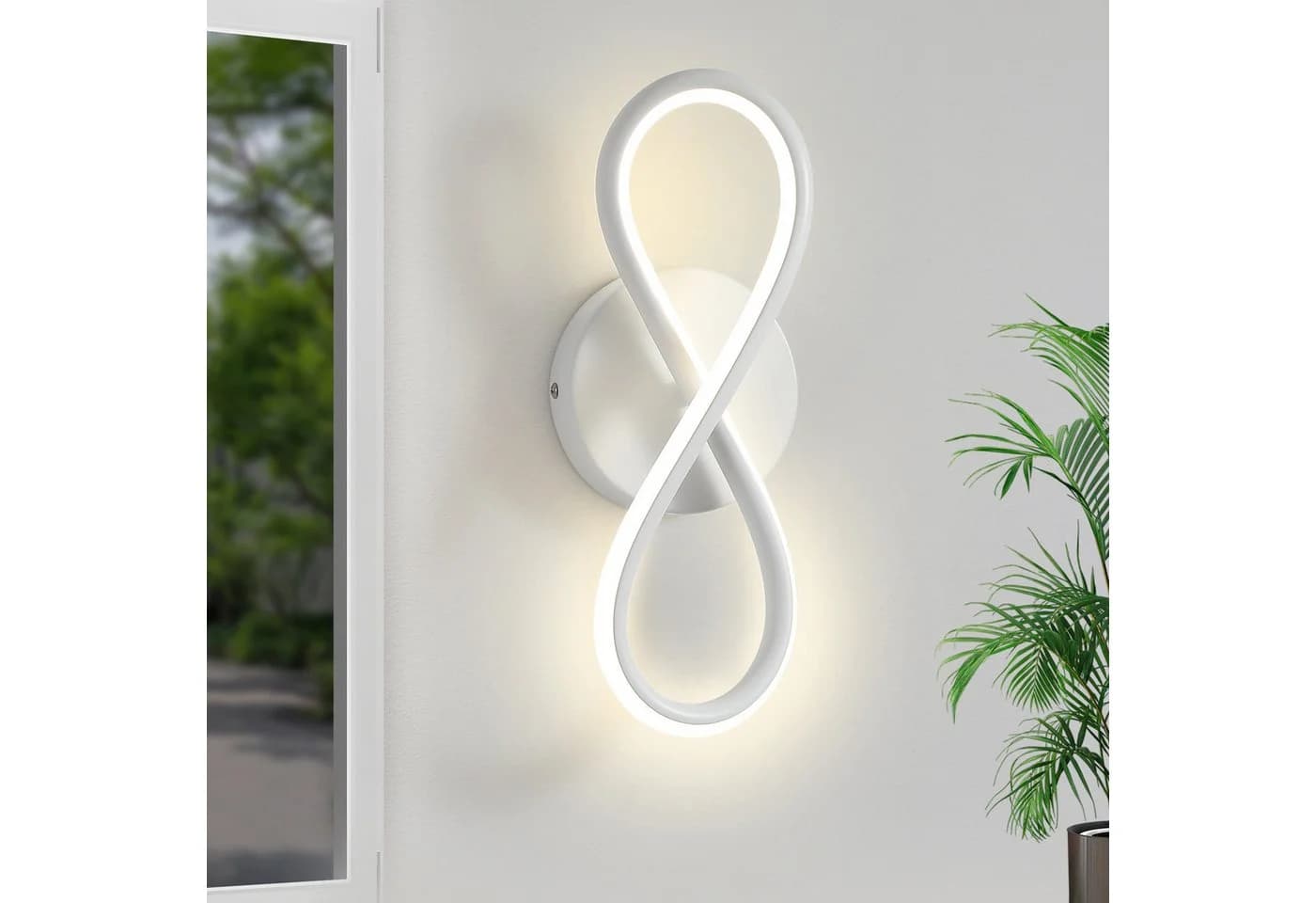 ZMH LED Wandleuchte 8-förmig Modern 7W Warmweiß Schwarz - Bild 2