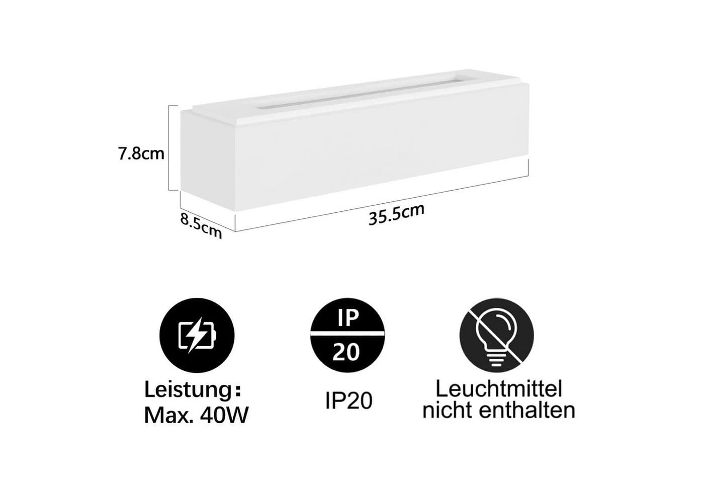 ZMH Wandleuchte Innen G9 Modern Weiß Gipsleuchte - Bild 3
