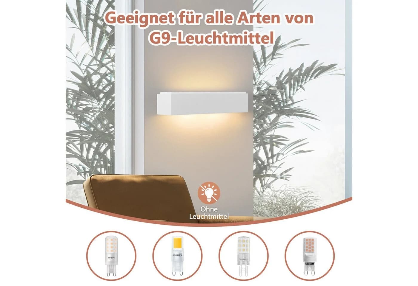 ZMH Wandleuchte Innen G9 Modern Weiß Gipsleuchte - Bild 4