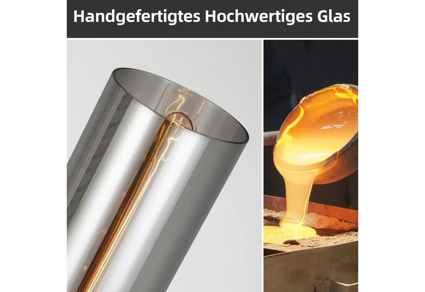ZMH Pendelleuchte Schwarz Rauchgrau Eisen Glas Modern - Bild 4
