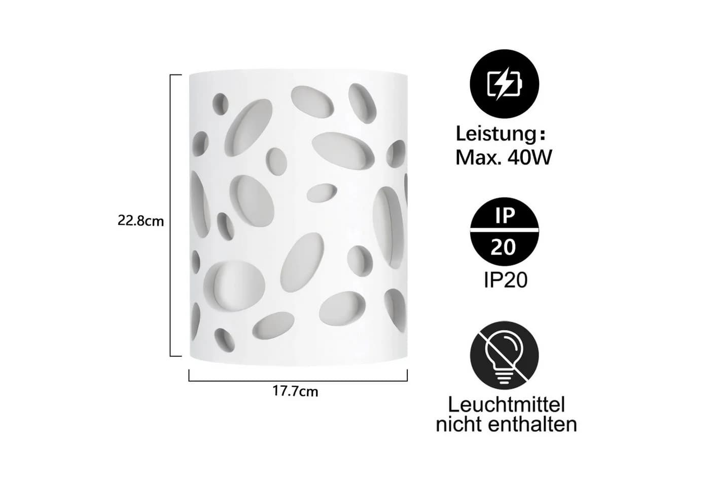 ZMH Wandleuchte Innen Modern Gipsleuchte E14 Weiß - Bild 3