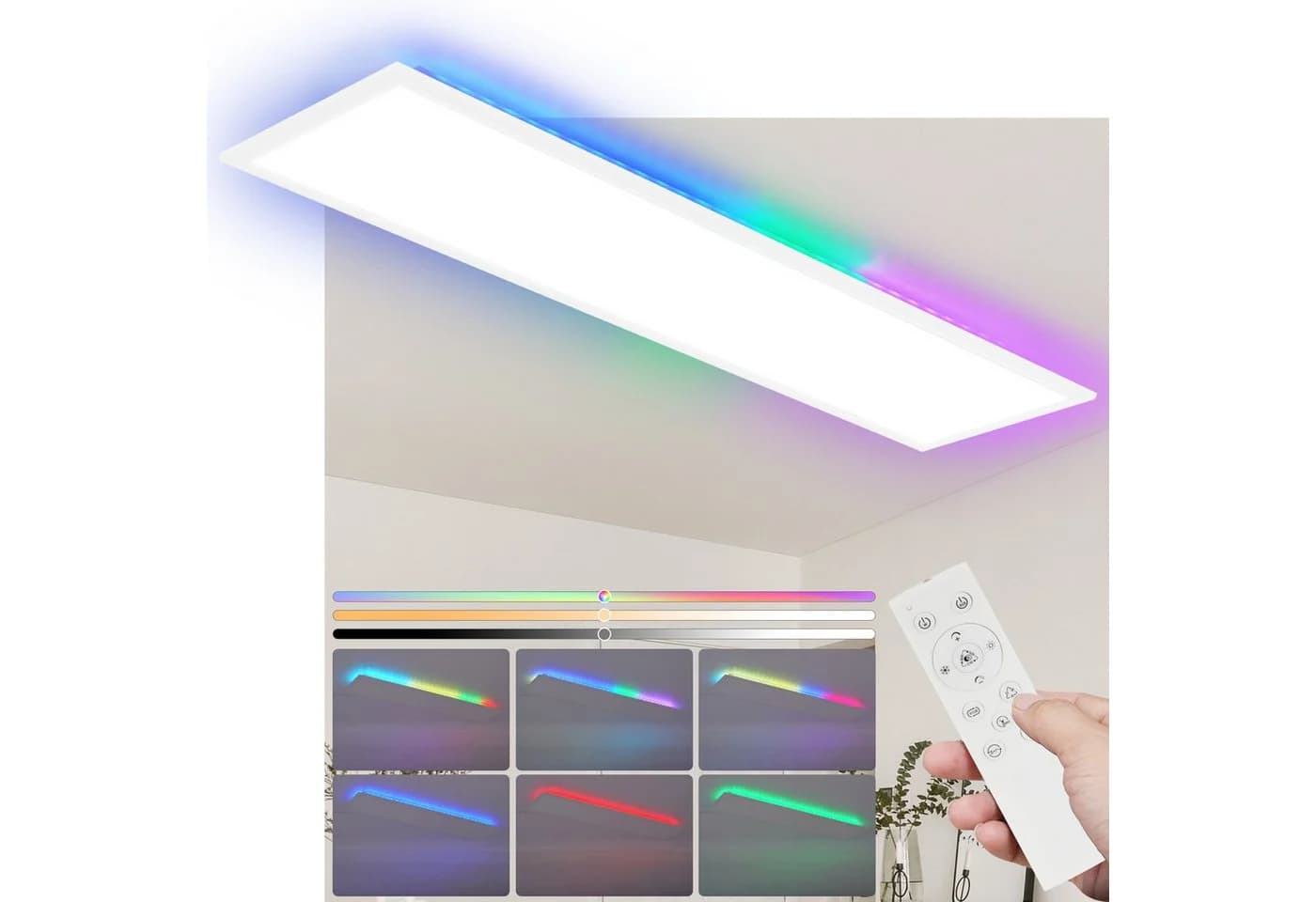 ZMH LED Deckenleuchte Dimmbar RGB Farbwechsel 120x30cm 36W - Bild 2