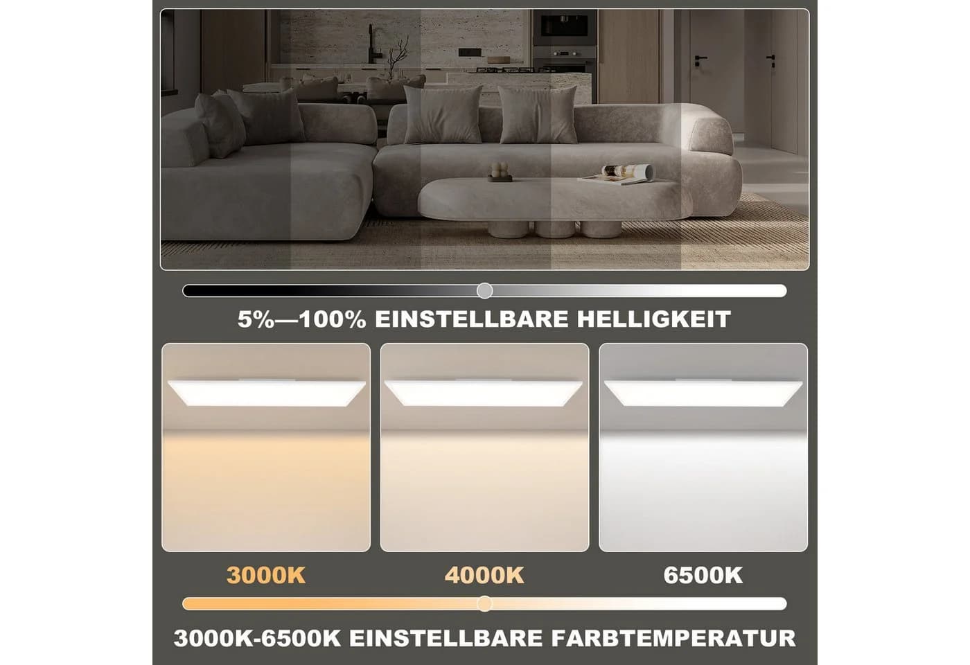 ZMH LED Deckenleuchte Dimmbar RGB Farbwechsel 120x30cm 36W - Bild 4
