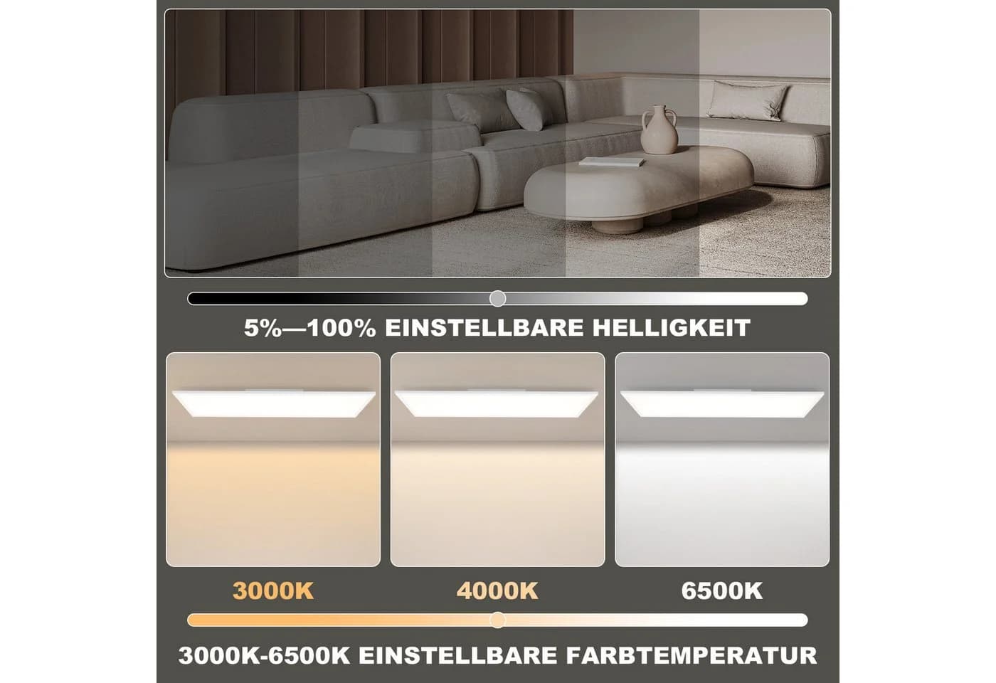 ZMH LED Deckenleuchte Dimmbar RGB Farbwechsel 100x25 - Bild 3