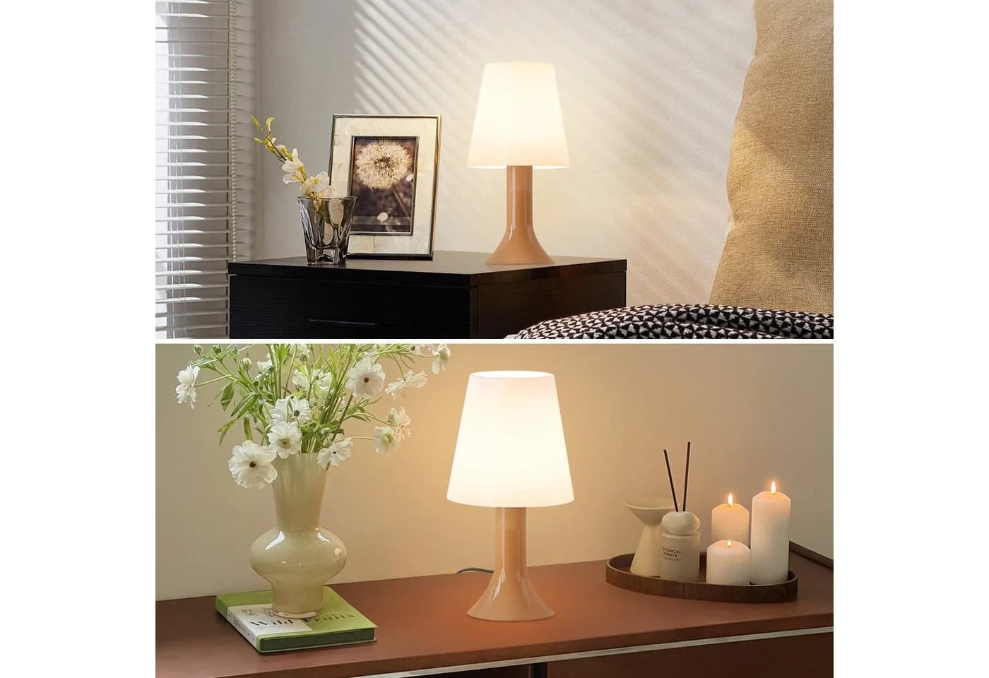 ZMH Tischleuchte mit Kabel - E14 Tischlampe 2er Set