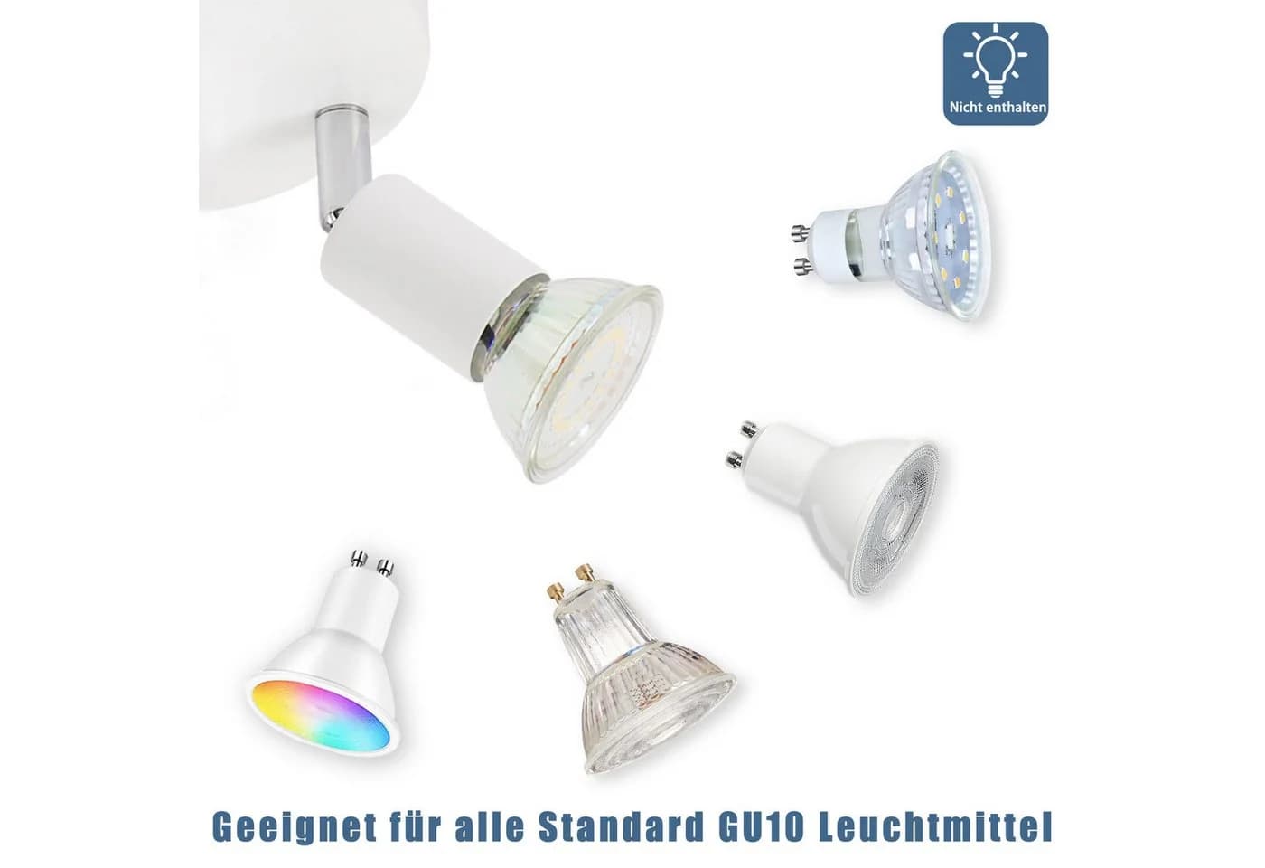 ZMH Deckenstrahler 4-flammig GU10 Metall Deckenlampe Weiß