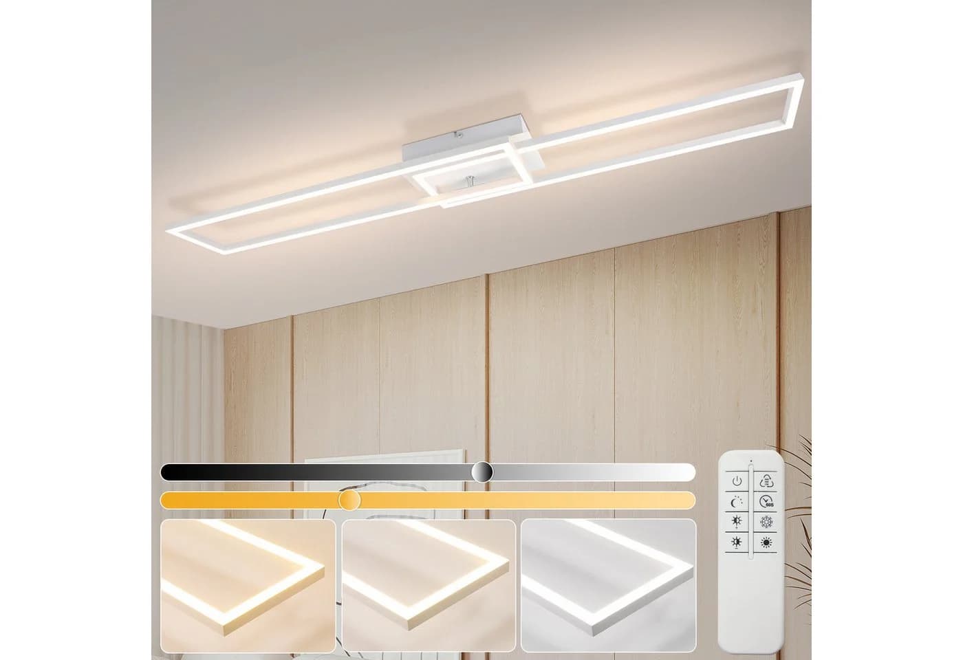 ZMH LED Deckenleuchte Wohnzimmer Dimmbar 36/48W Modern Deckenlampe mit Fernbedienung - Bild 2