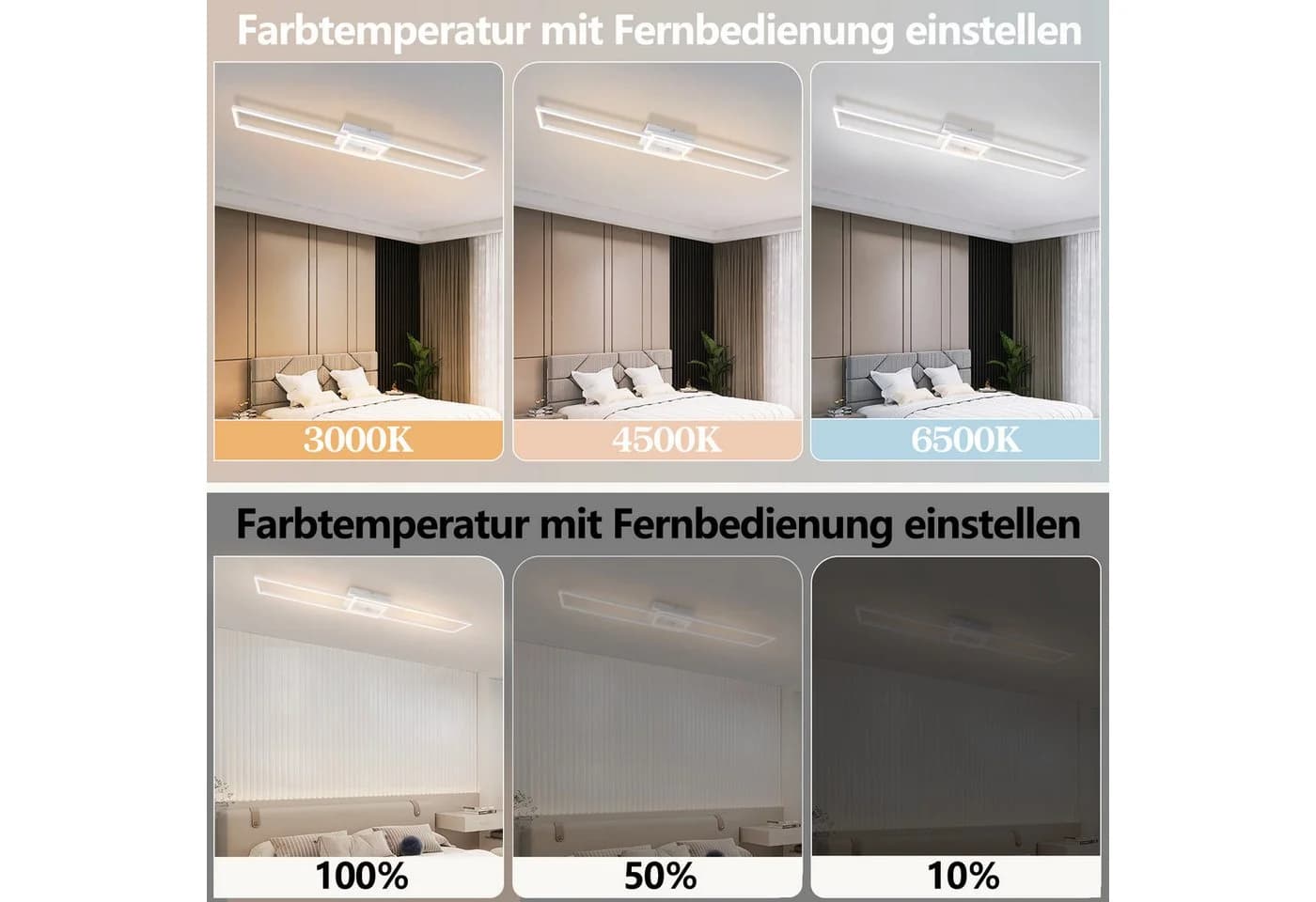 ZMH LED Deckenleuchte Wohnzimmer Dimmbar 36/48W Modern Deckenlampe mit Fernbedienung - Bild 5