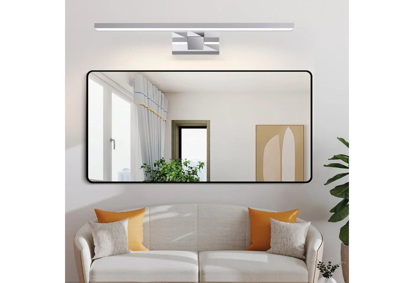 ZMH LED Spiegelleuchte 60cm Chrom Wandlampe Neutralweiß 4000K