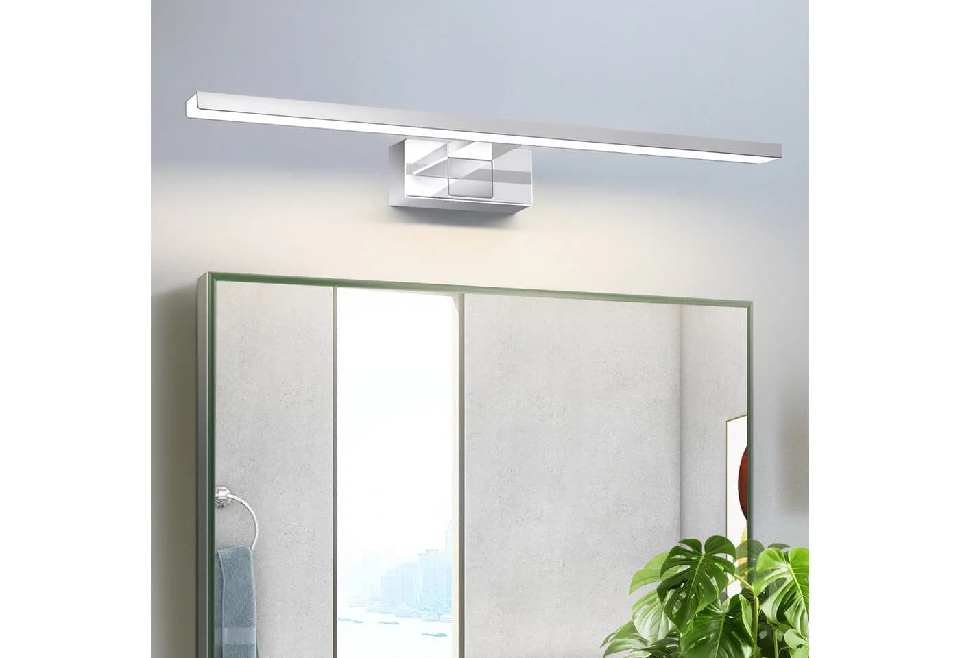 ZMH LED Spiegelleuchte 60cm Chrom Wandlampe Neutralweiß 4000K - Bild 2
