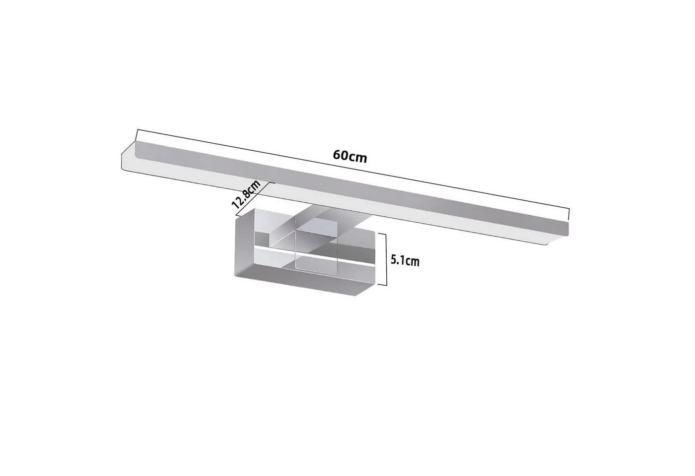 ZMH LED Spiegelleuchte 60cm Chrom Wandlampe Neutralweiß 4000K - Bild 3