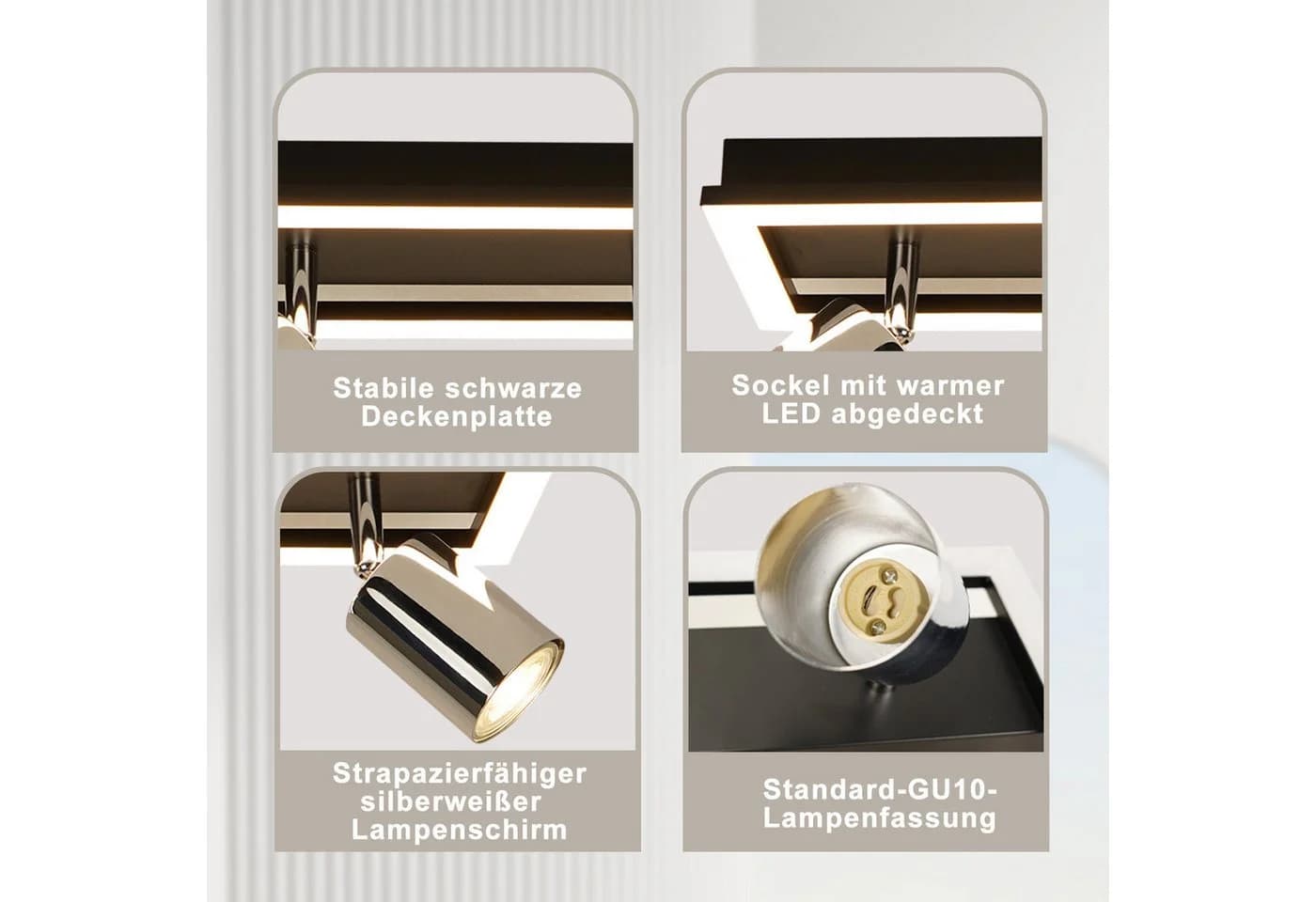 ZMH Deckenstrahler Schwarz Silber Modern GU10 Schwenkbar - Bild 5