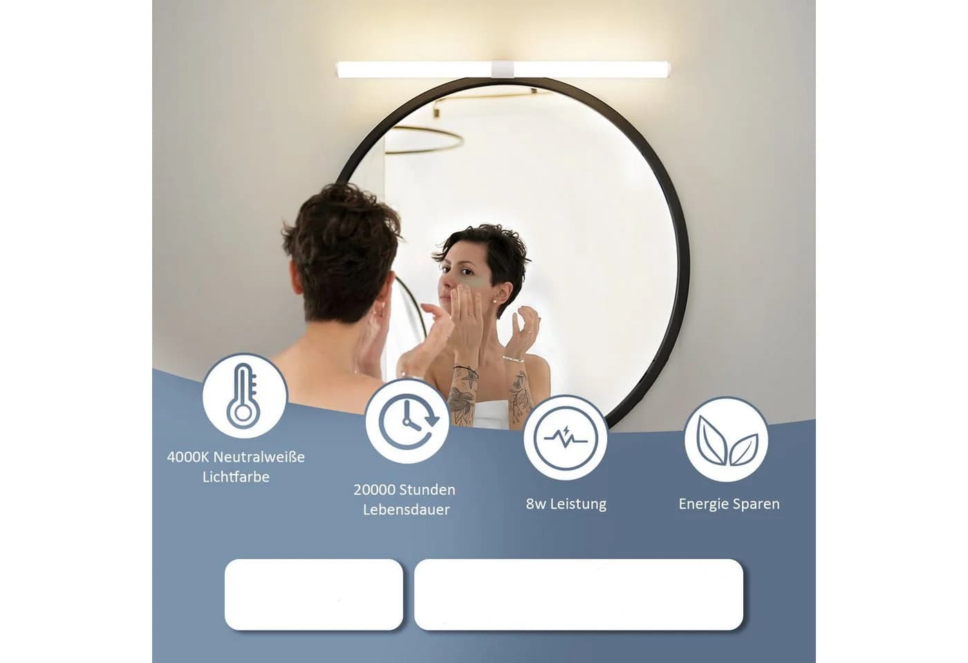 ZMH LED Spiegelleuchte Modern 40/60CM Wandlampe 6W 4000K Neutralweiß - Bild 5