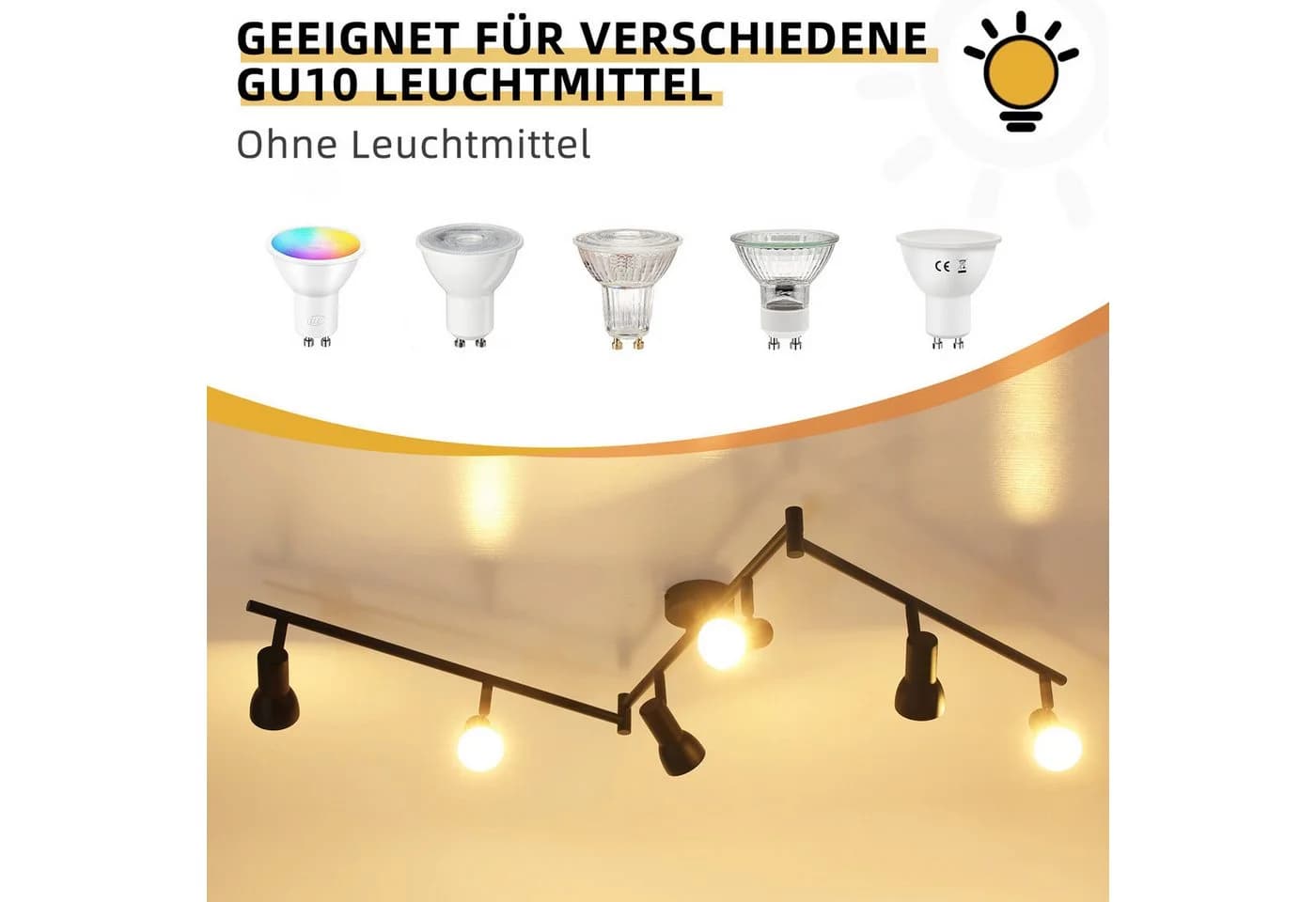 ZMH Deckenstrahler 6-flammig Schwarz/Weiß GU10 Schwenkbar