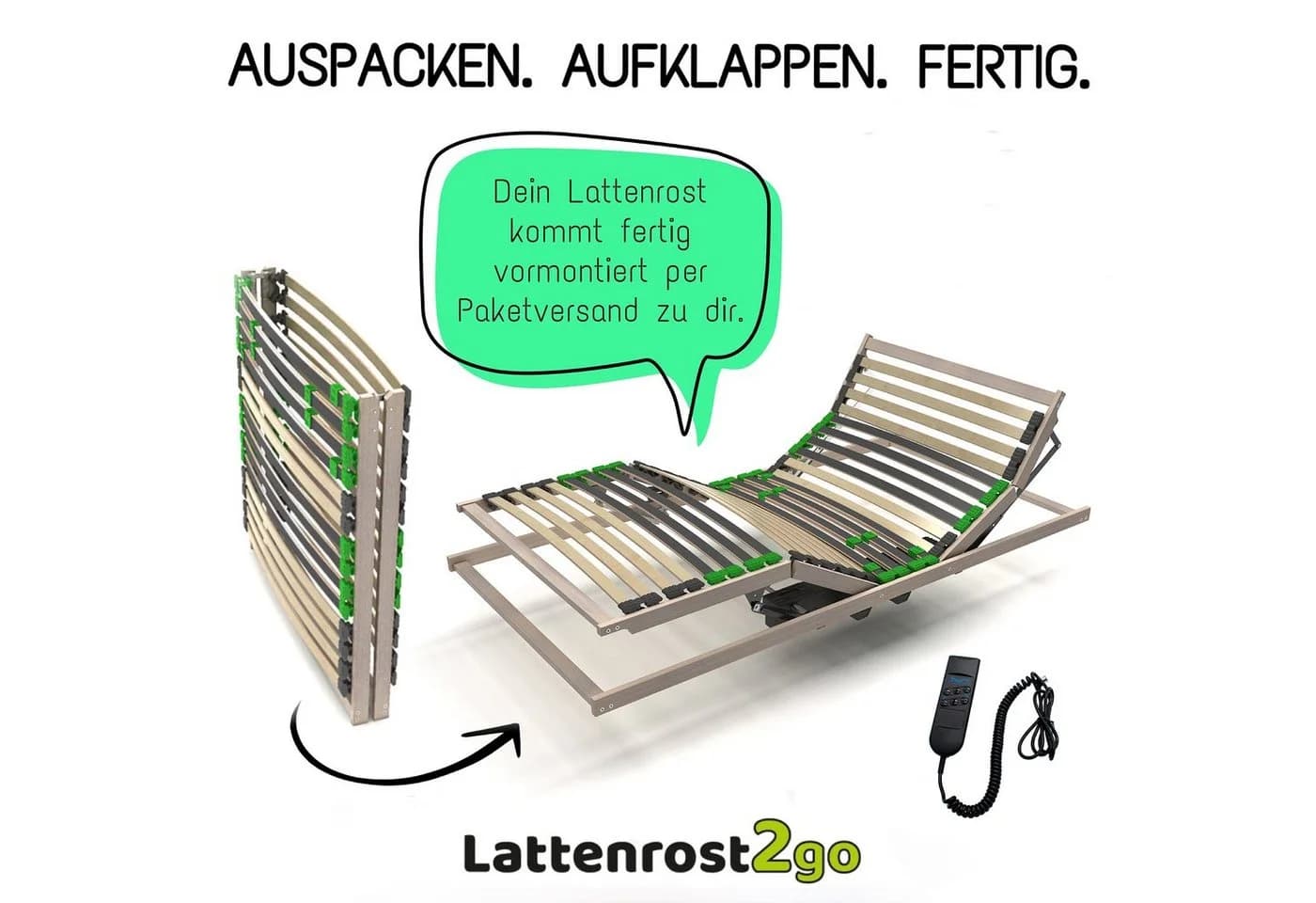 Lattenrost2go Lattenrost 90x200 cm Motorisch Verstellbar