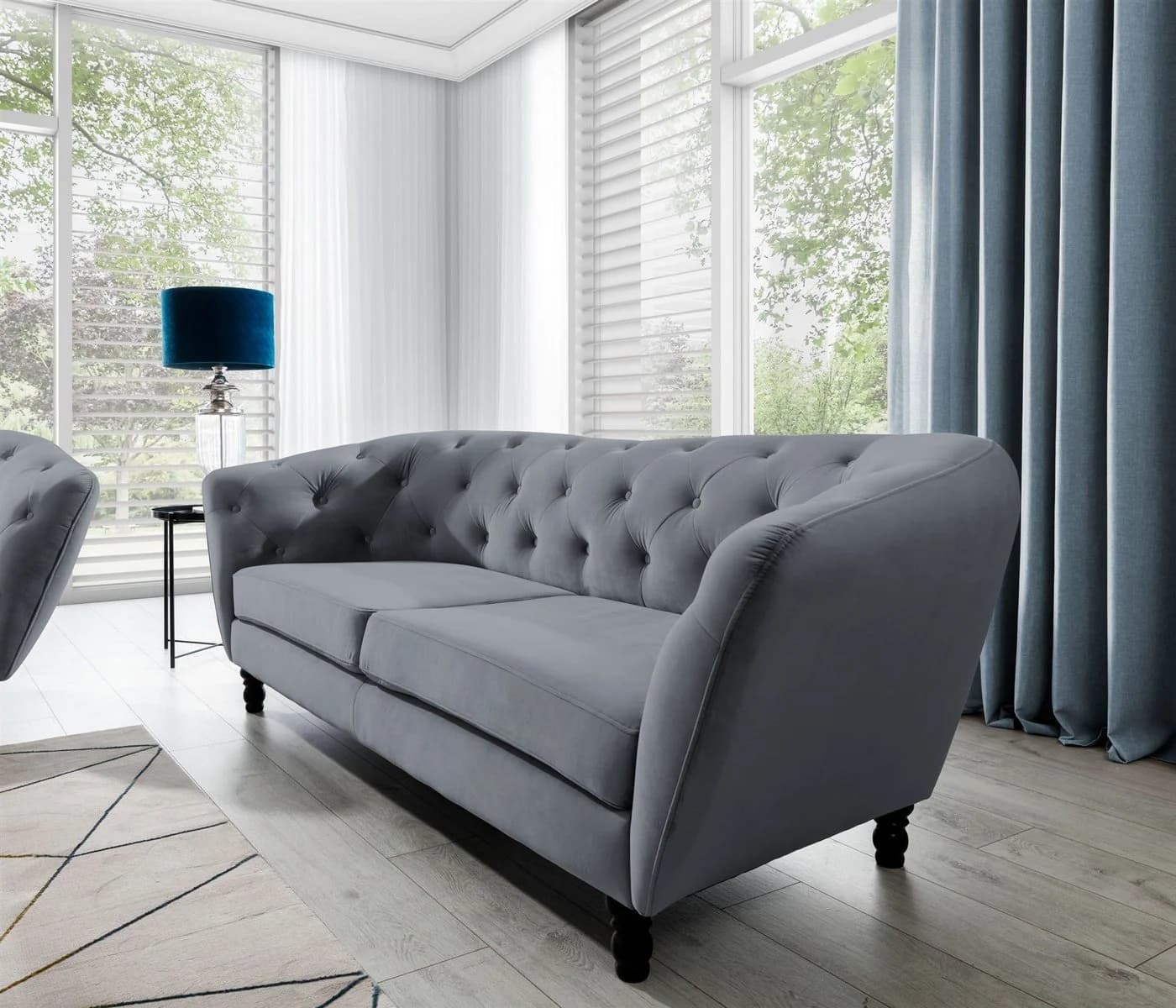Fun Möbel Sofaset Charlotte 3-2-1 mit Hocker Matt Velvet Braun - Bild 5