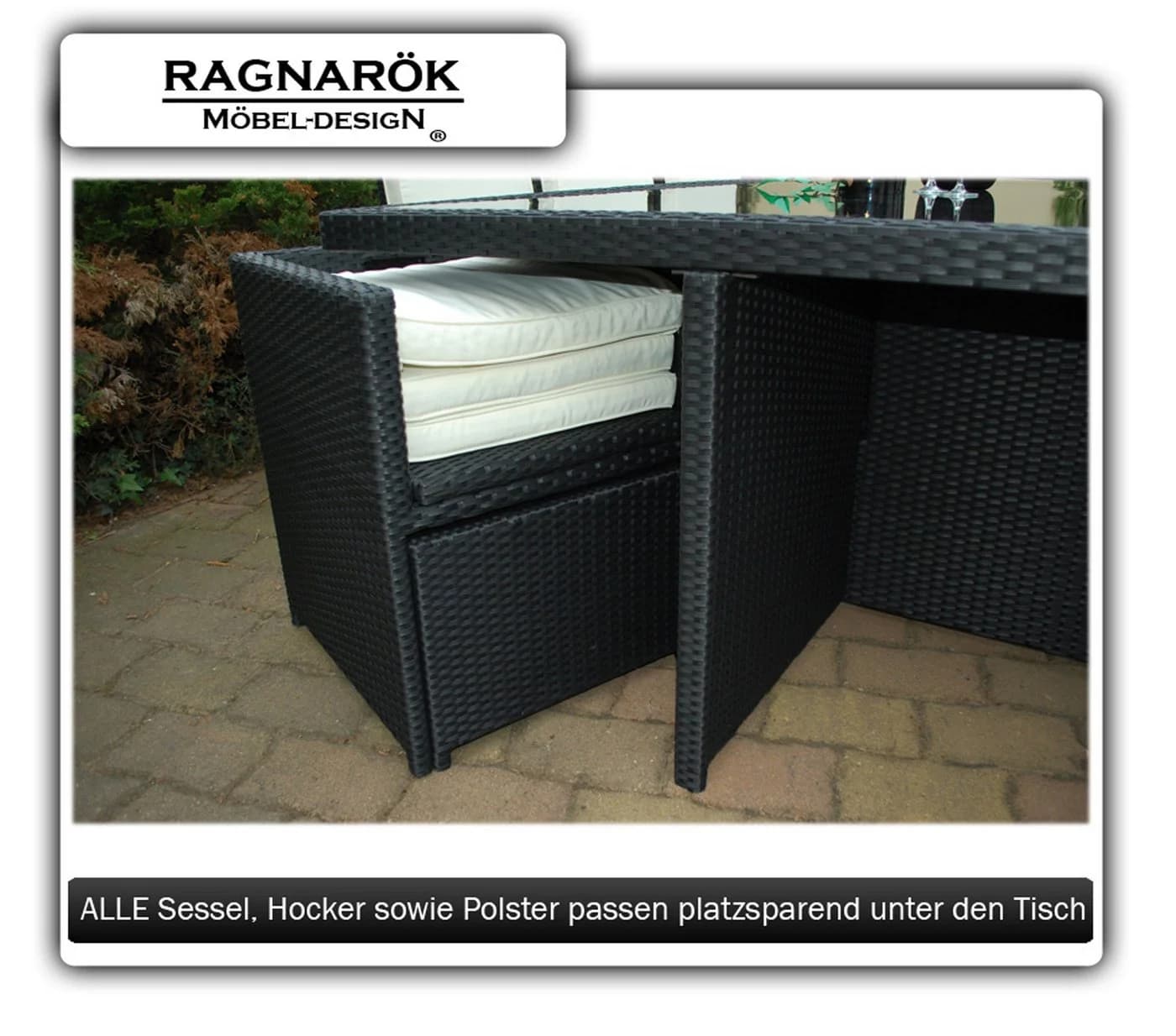 Ragnarök Möbel-Design Garten-Essgruppe Heimdall Polyrattan Alu