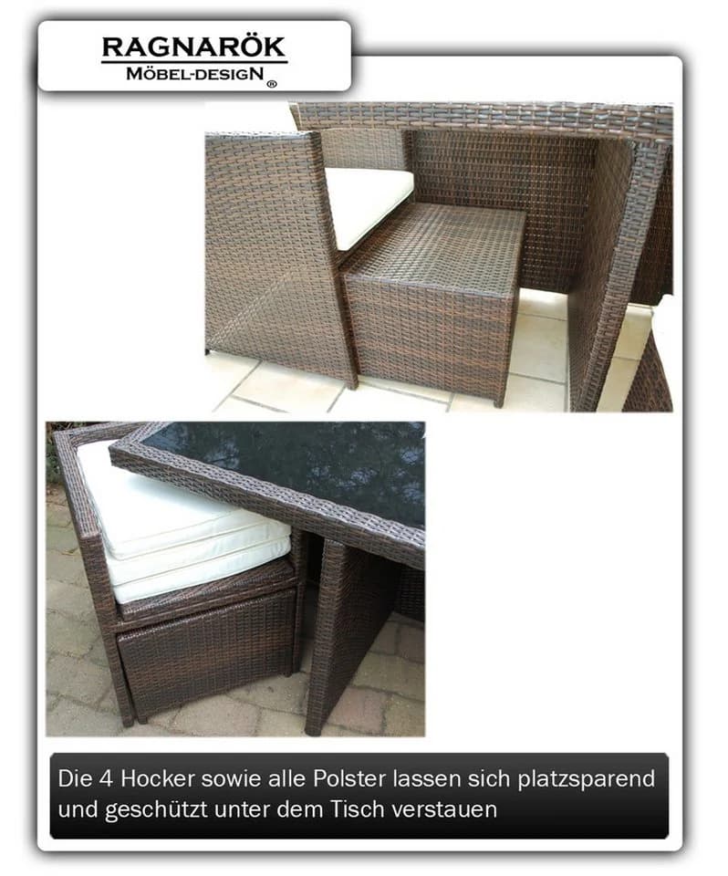 Ragnarök Möbel-Design Garten-Essgruppe Heimdall 10-tlg. Braun/Alu - Bild 3