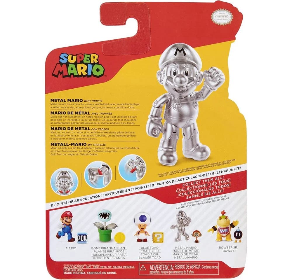 Super Mario Actionfigur Metal Mario mit Trophäe 10 cm - Bild 3