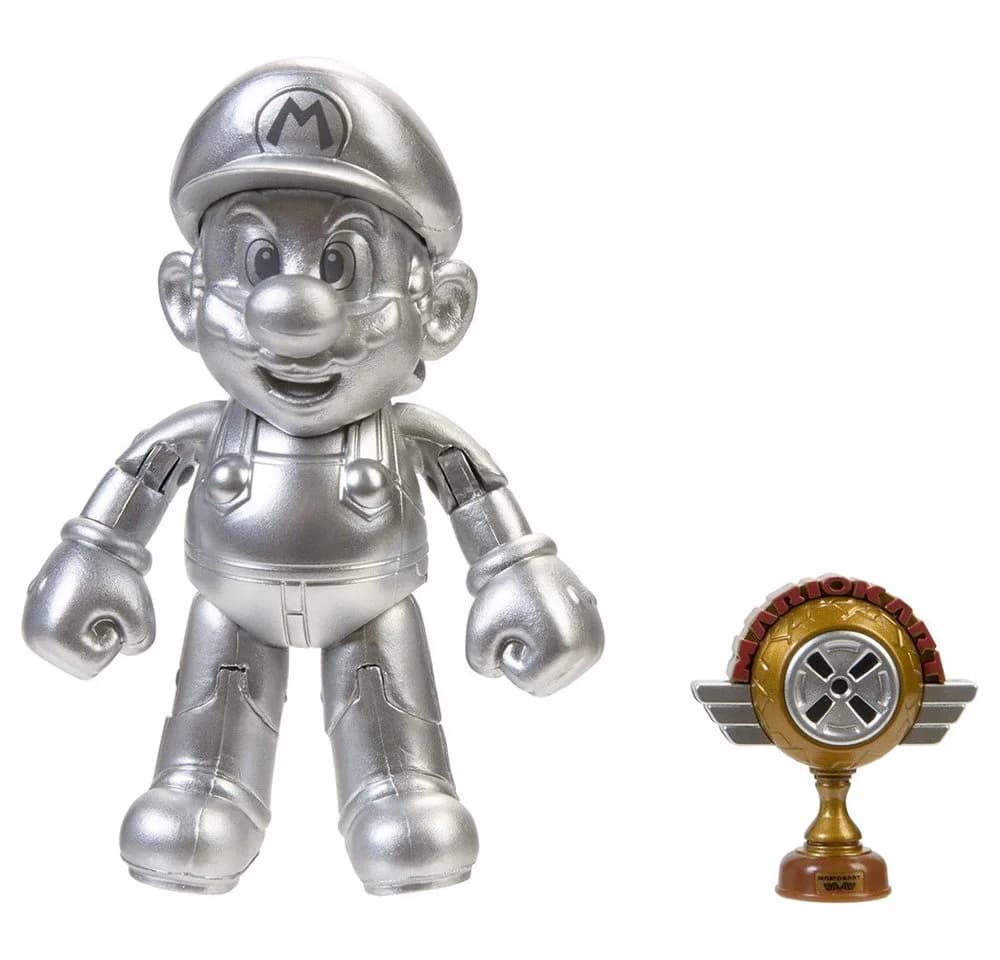 Super Mario Actionfigur Metal Mario mit Trophäe 10 cm - Bild 4