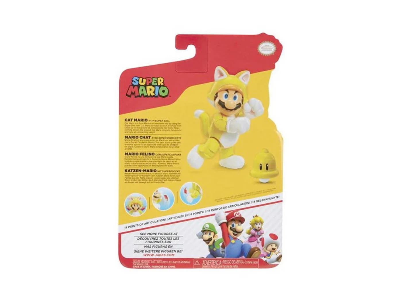 Super Mario Actionfigur Cat Mario mit Superball, 10 cm
