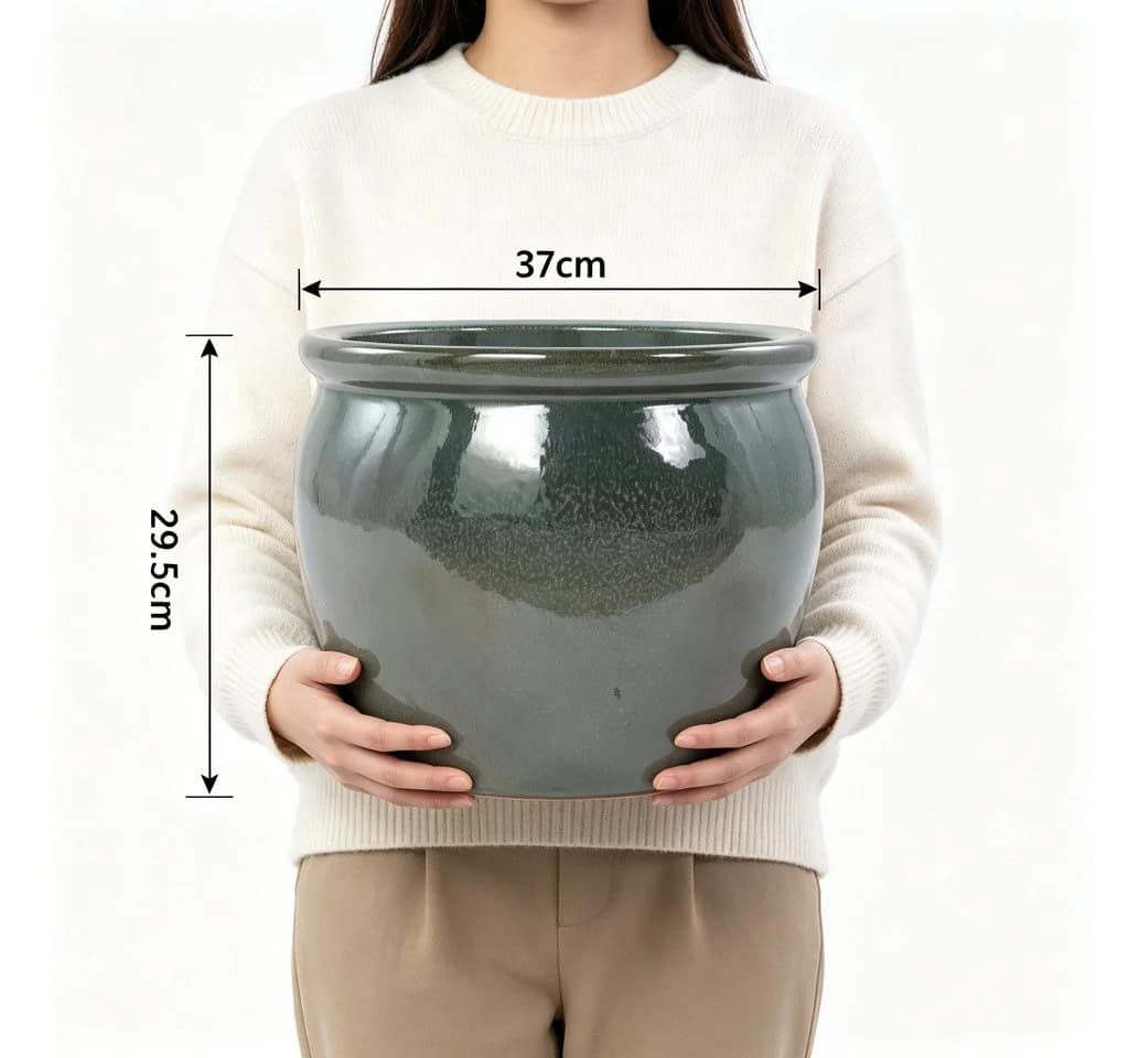 Rolipo Keramiktopf 37 cm rund blau-grün frostsicher