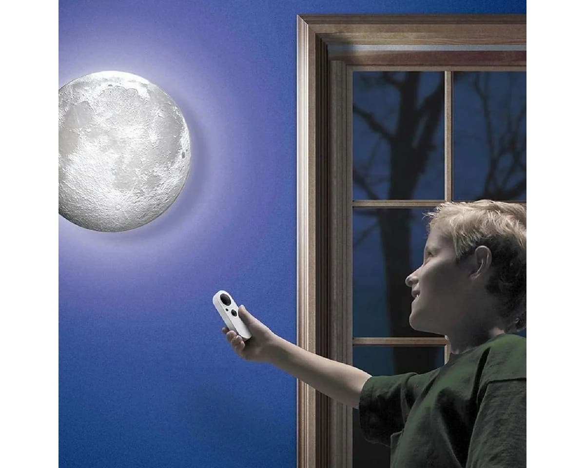 Uncle Milton LED Nachtlicht Moon in my room mit 12 einstellbaren Mondphasen Grau