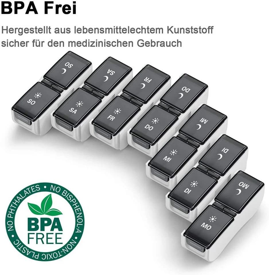 MORRENT Pillendose 2 Fächer 7 Tage Medikamentendosierer