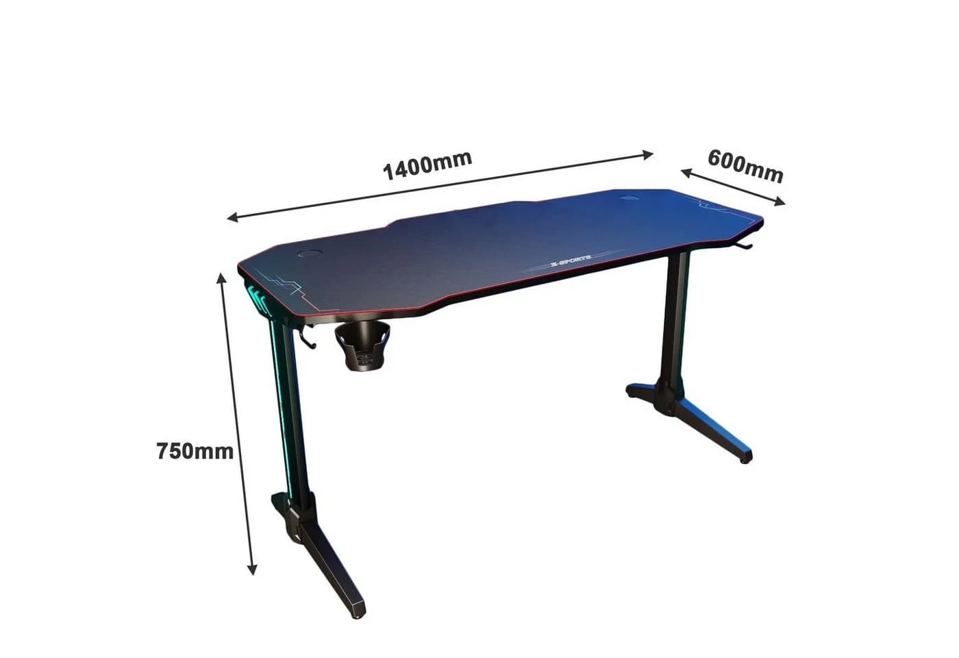 SONNI Gamingtisch 140 cm mit RGB-LED-Beleuchtung - Bild 5